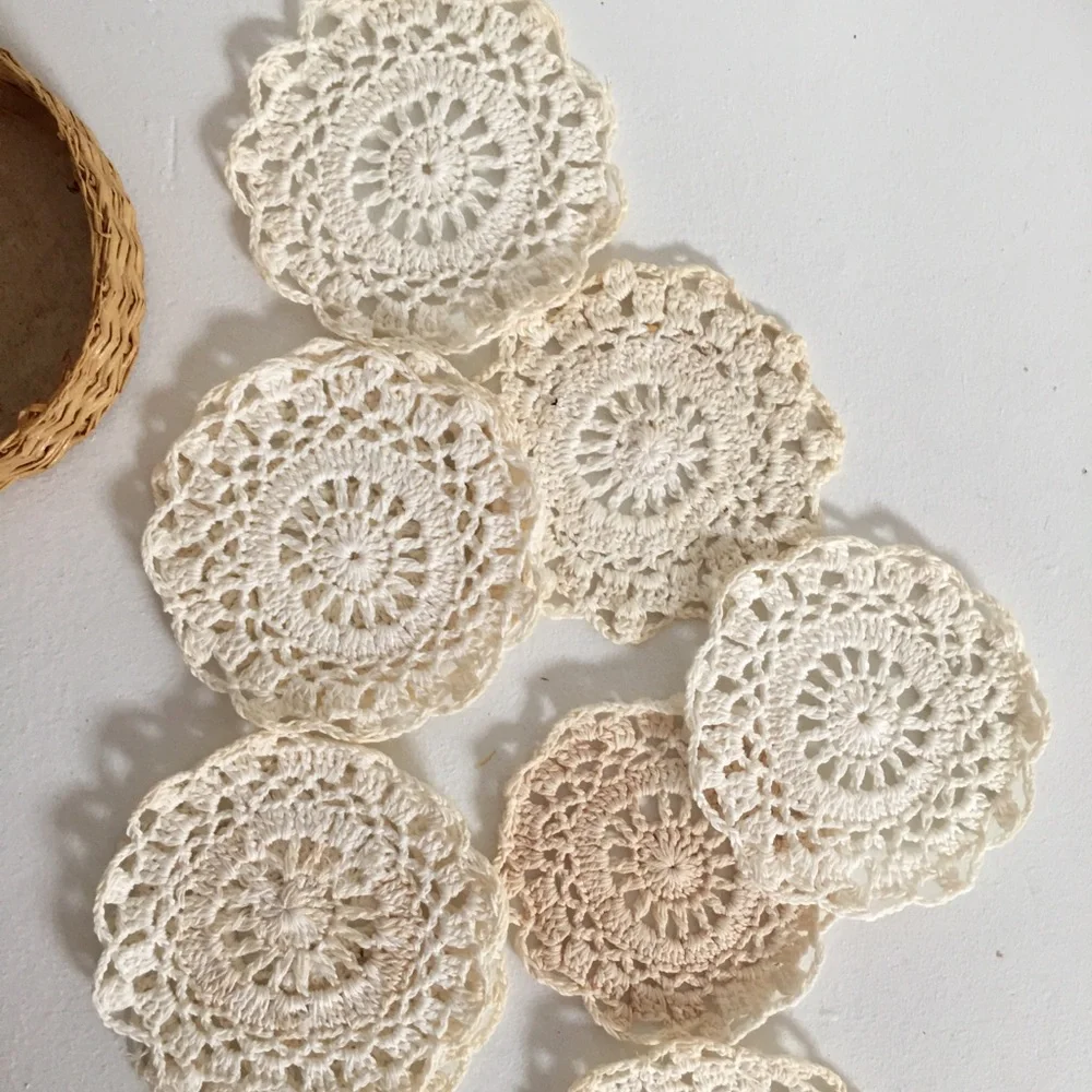 10 handmade crochet coasters
